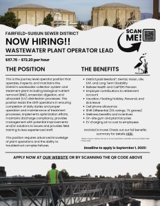 Wastewater Plant Operator Lead Now Hiring Flyer
