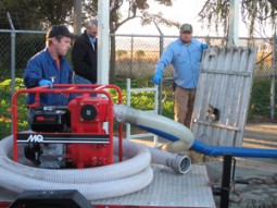 FSSD staff undergoing pump station training using various equipment