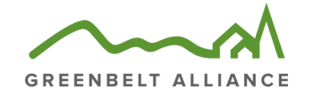 a green line shows the horizon with gray letters that say greenbelt alliance